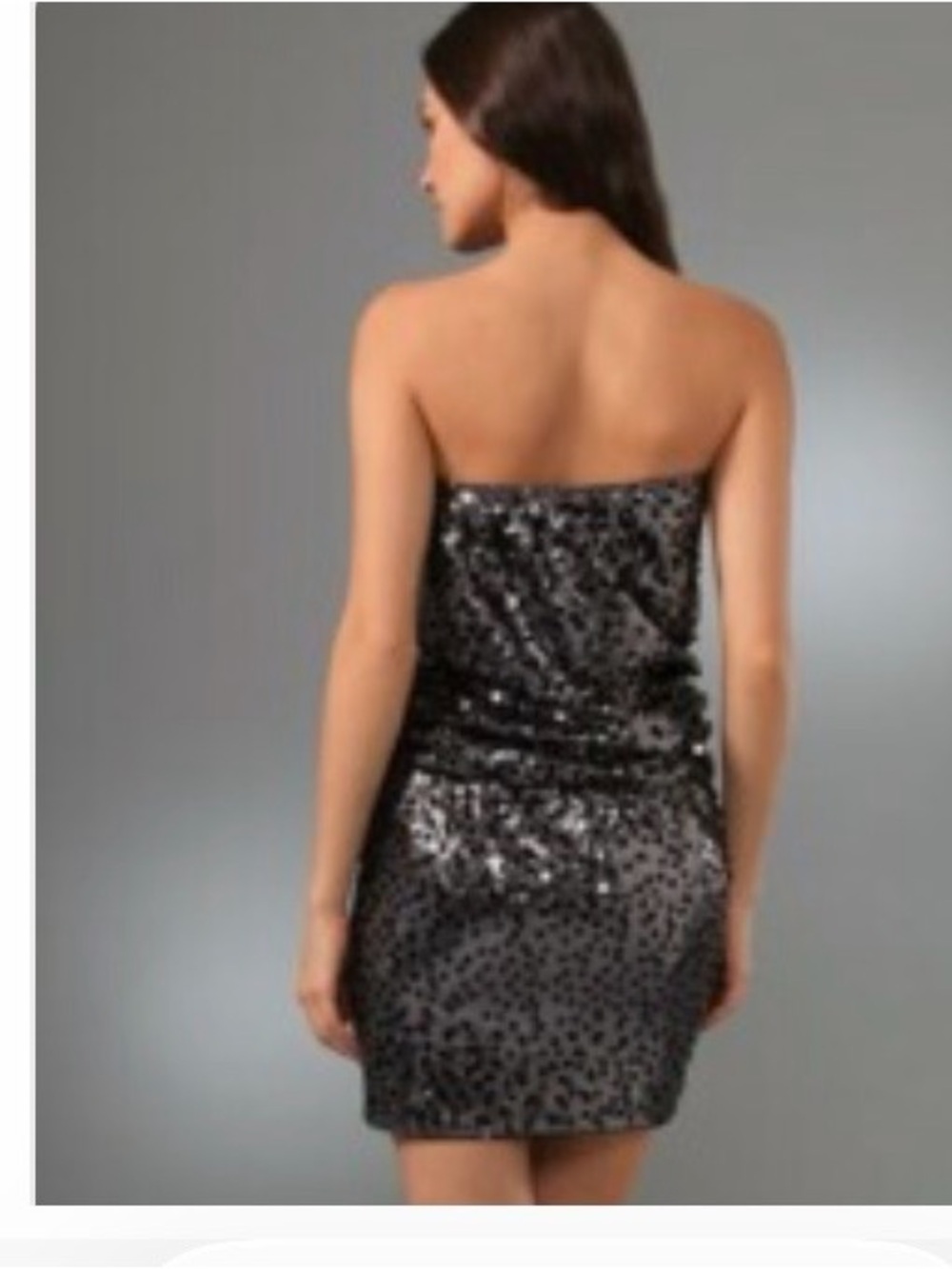 Alice + Olivia Strapless Black and Silver Sequin Mini Dress